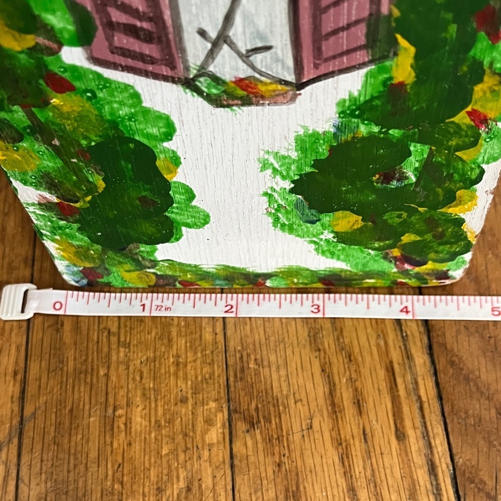 RARE Vintage Hand-Painted Wood Satchel Purse Handbag with House Design - Picture 12 of 15